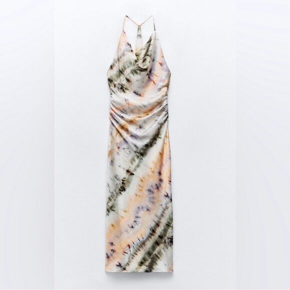 Zara Dresses & Skirts - Zara Tie Dye Print Midi Dress Size XS NWT
